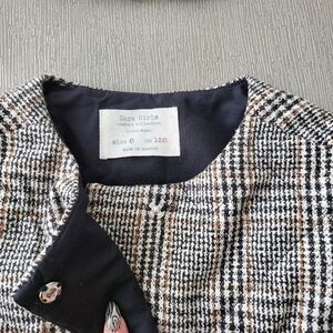 Zara girls houndstooth plaid quilted jacket